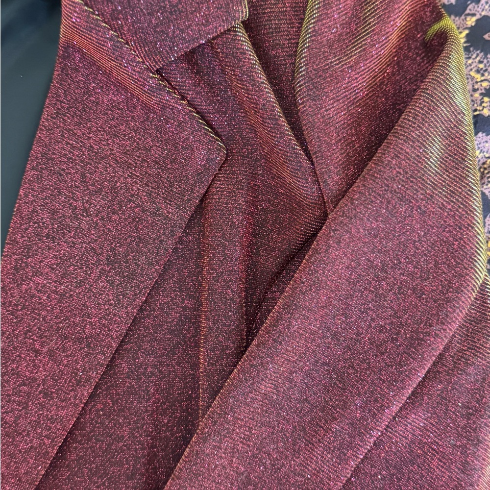 Rock & Roll Denim Blazer Jacket - Women's Sparkling Burgundy XS - Picture 2 of 4